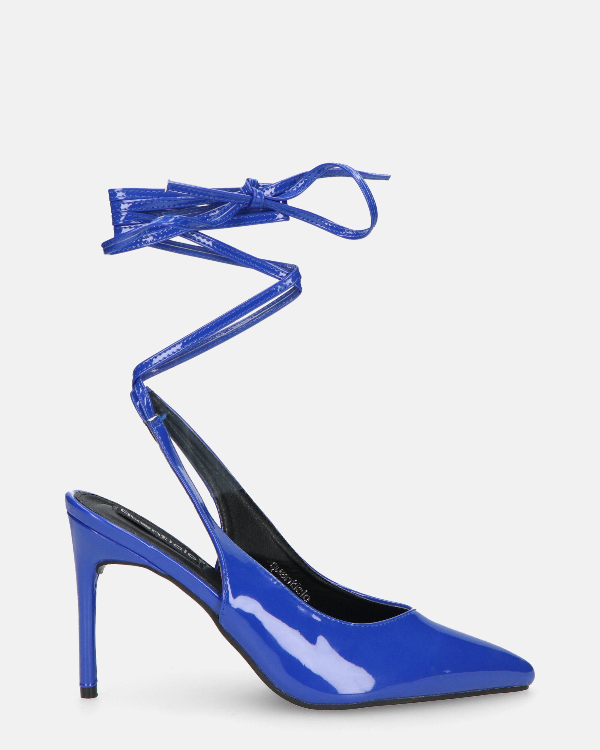 ADENIKE - décolleté con lacci in glassy blu