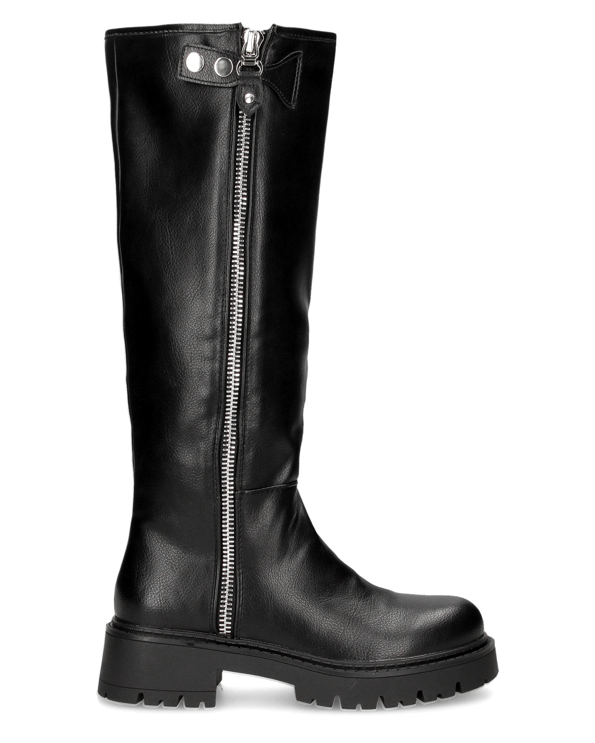 ALICE - stivale alto nero stile anfibio con doppia zip e suola carrarmato