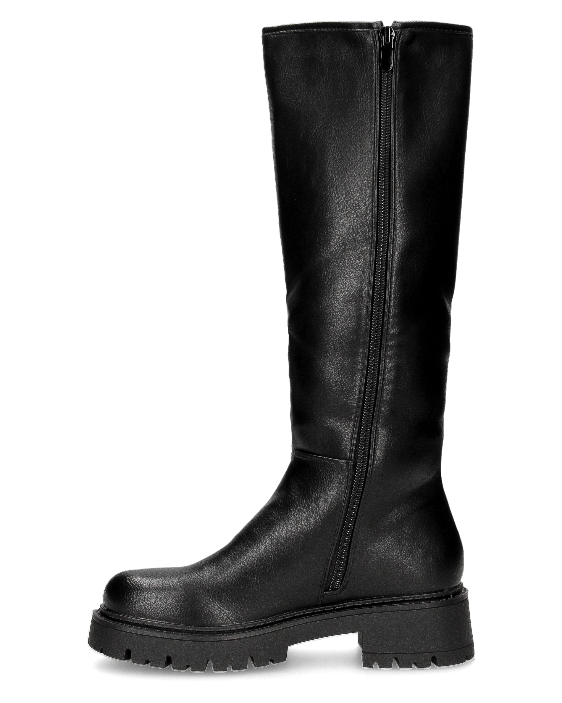 ALICE - stivale alto nero stile anfibio con doppia zip e suola carrarmato