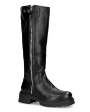ALICE - stivale alto nero stile anfibio con doppia zip e suola carrarmato