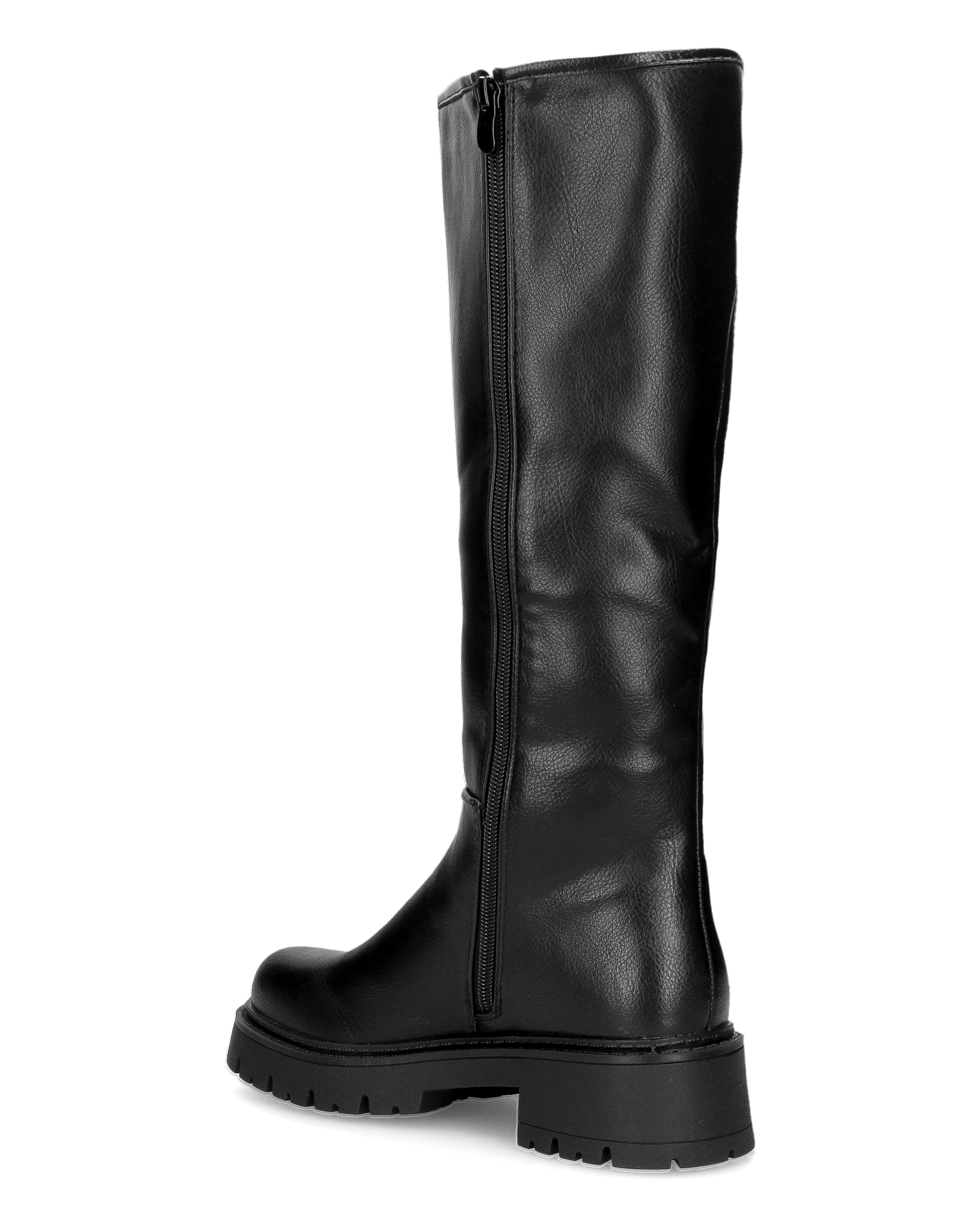 ALICE - stivale alto nero stile anfibio con doppia zip e suola carrarmato