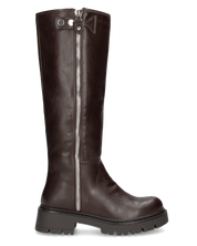 ALICE - stivale alto marrone stile anfibio con doppia zip e suola carrarmato