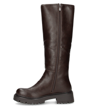 ALICE - stivale alto marrone stile anfibio con doppia zip e suola carrarmato