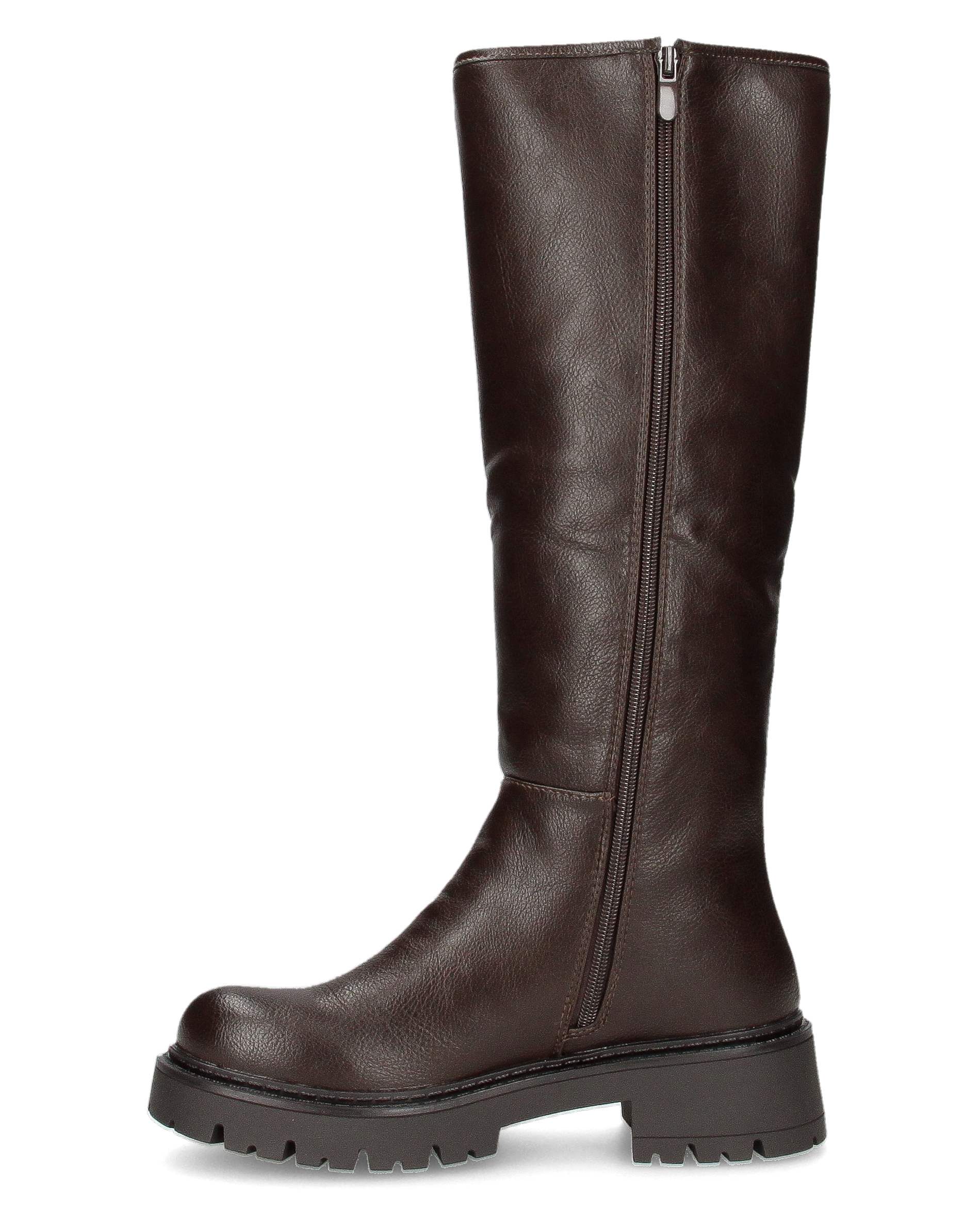 ALICE - stivale alto marrone stile anfibio con doppia zip e suola carrarmato