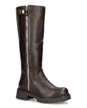 ALICE - stivale alto marrone stile anfibio con doppia zip e suola carrarmato