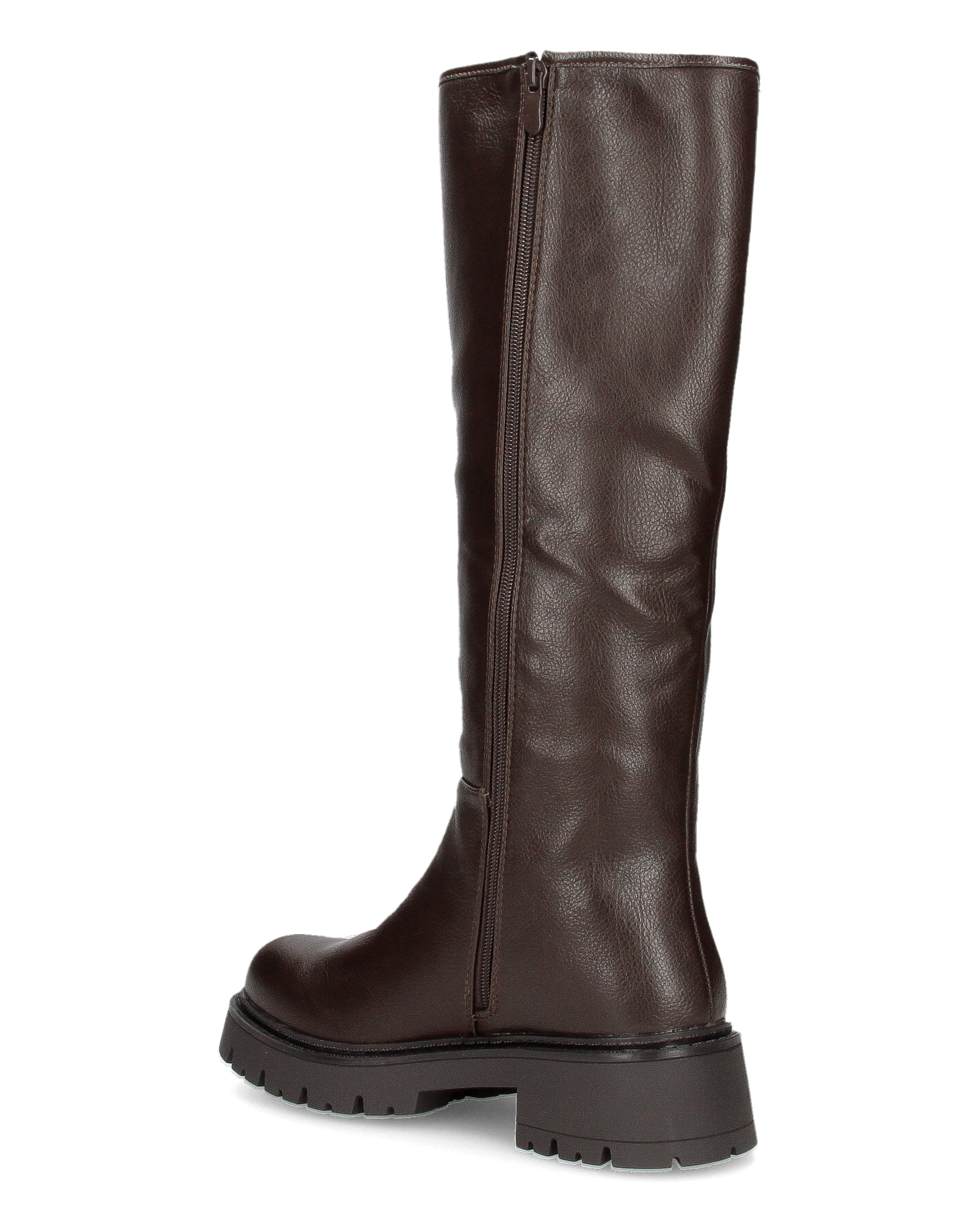 ALICE - stivale alto marrone stile anfibio con doppia zip e suola carrarmato