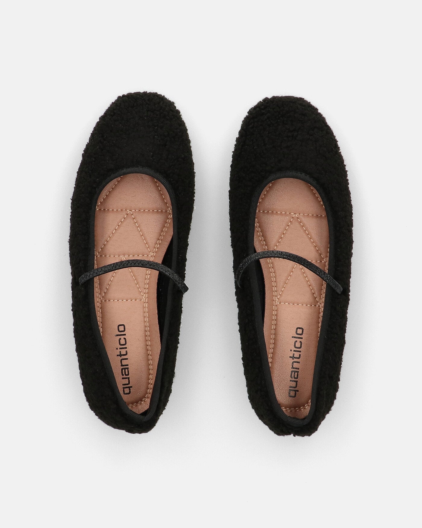 ALISSA - ballerine nere effetto peluche con suola beige