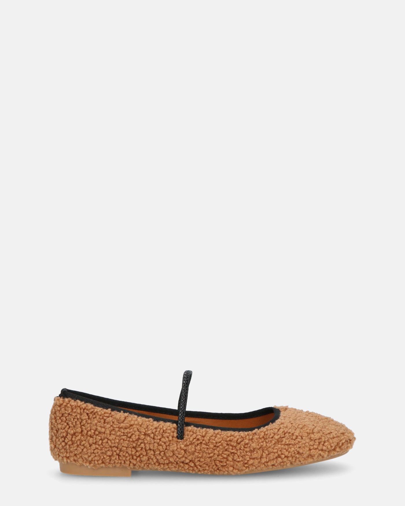 ALISSA - ballerine marrone effetto peluche con suola beige
