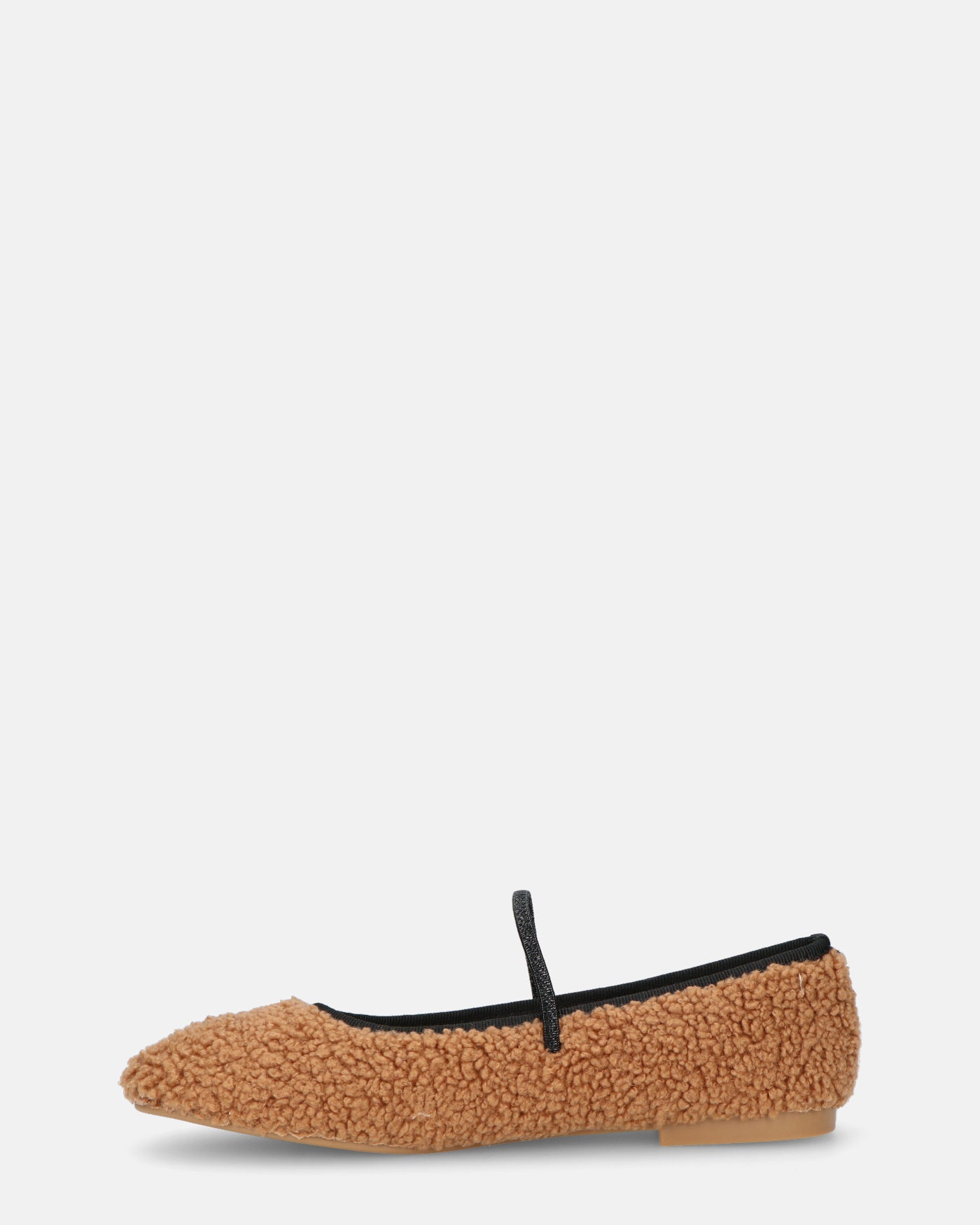 ALISSA - ballerine marrone effetto peluche con suola beige