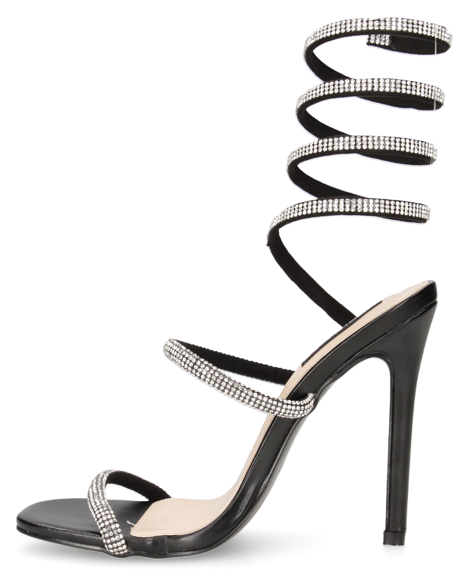 AMY - tacchi a spillo neri con spirale semi-rigida ricoperta di strass