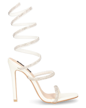 AMY - tacchi a spillo bianchi con spirale semi-rigida ricoperta di strass