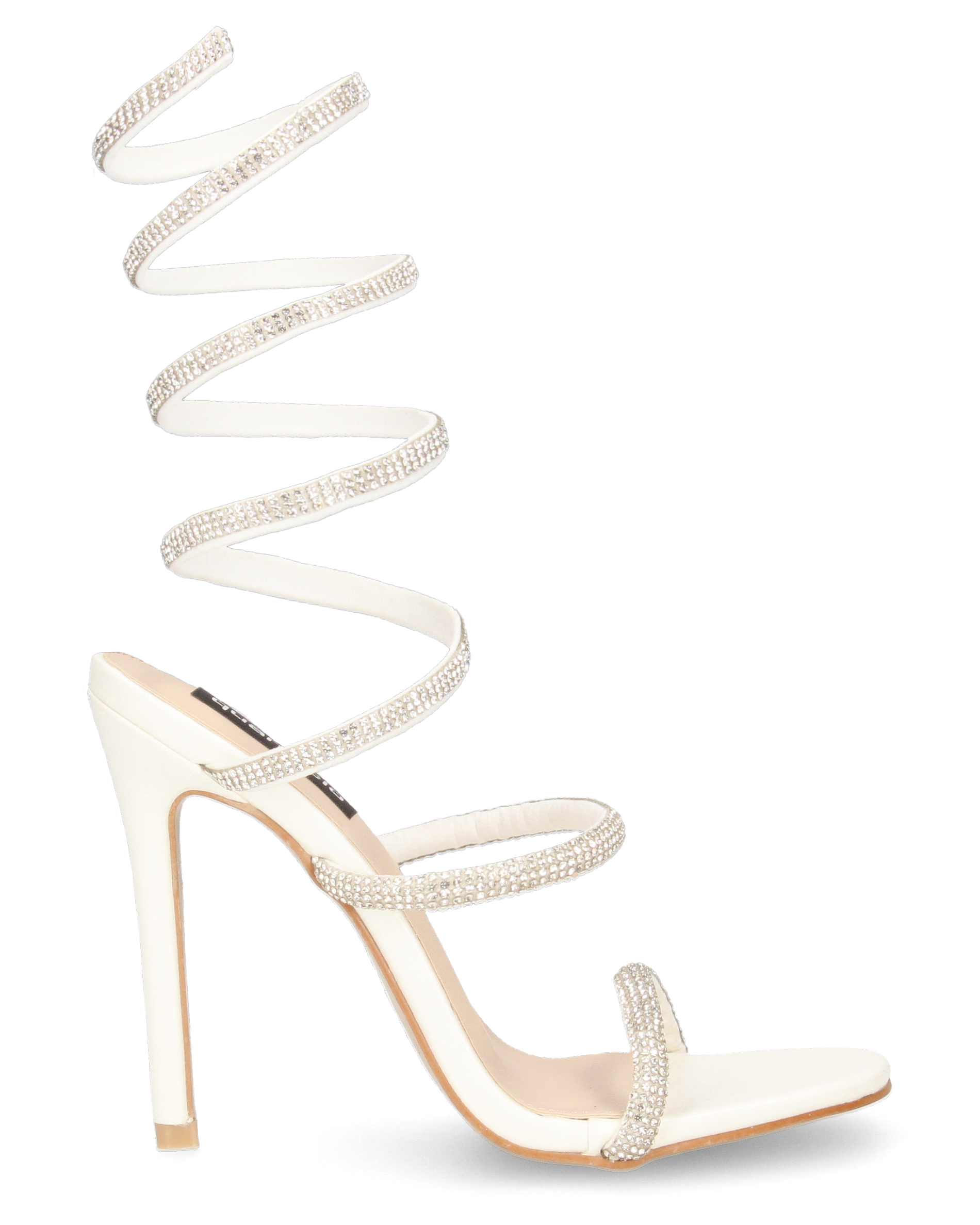 AMY - tacchi a spillo bianchi con spirale semi-rigida ricoperta di strass