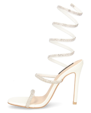 AMY - tacchi a spillo bianchi con spirale semi-rigida ricoperta di strass