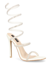 AMY - tacchi a spillo bianchi con spirale semi-rigida ricoperta di strass