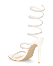 AMY - tacchi a spillo bianchi con spirale semi-rigida ricoperta di strass