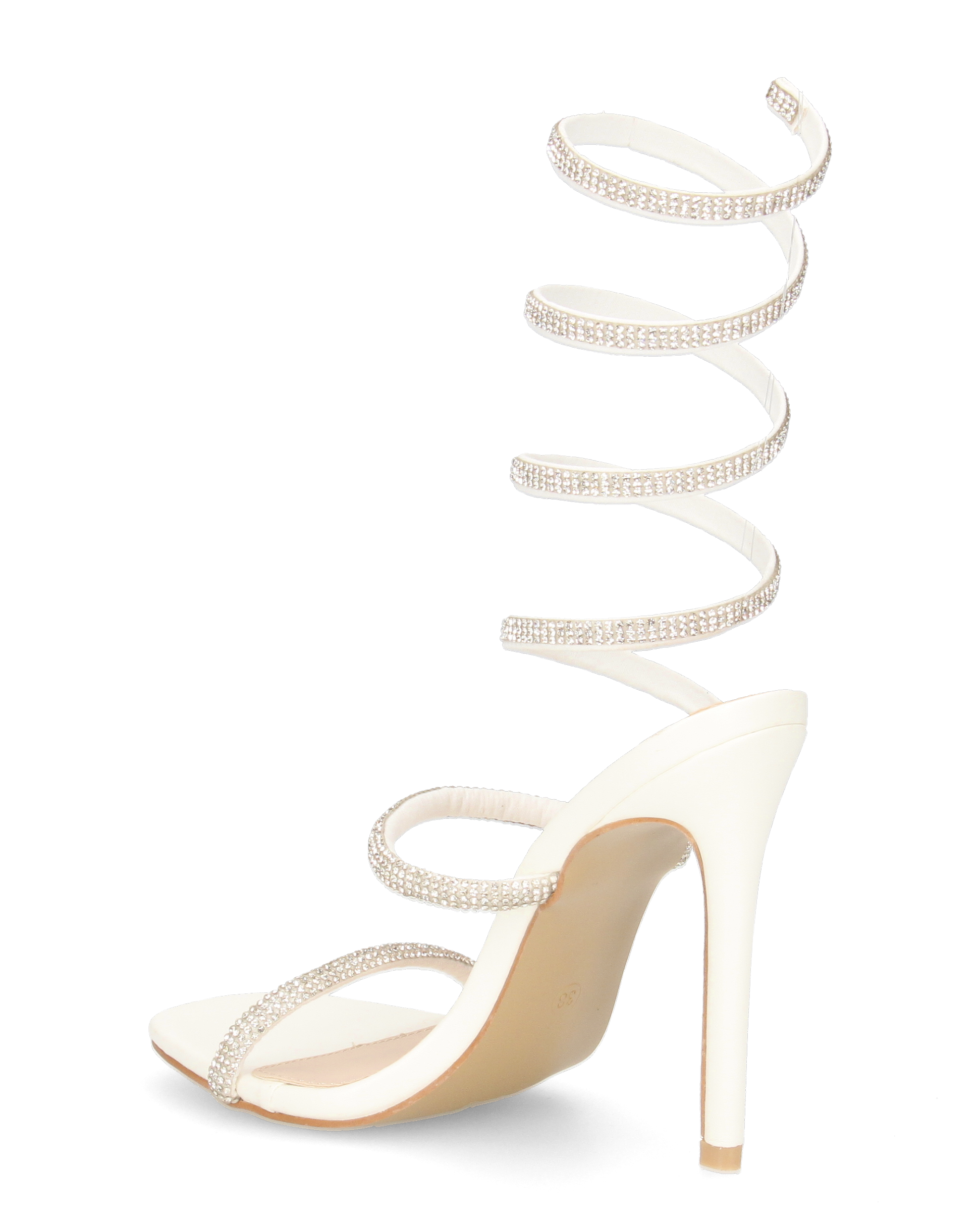 AMY - tacchi a spillo bianchi con spirale semi-rigida ricoperta di strass