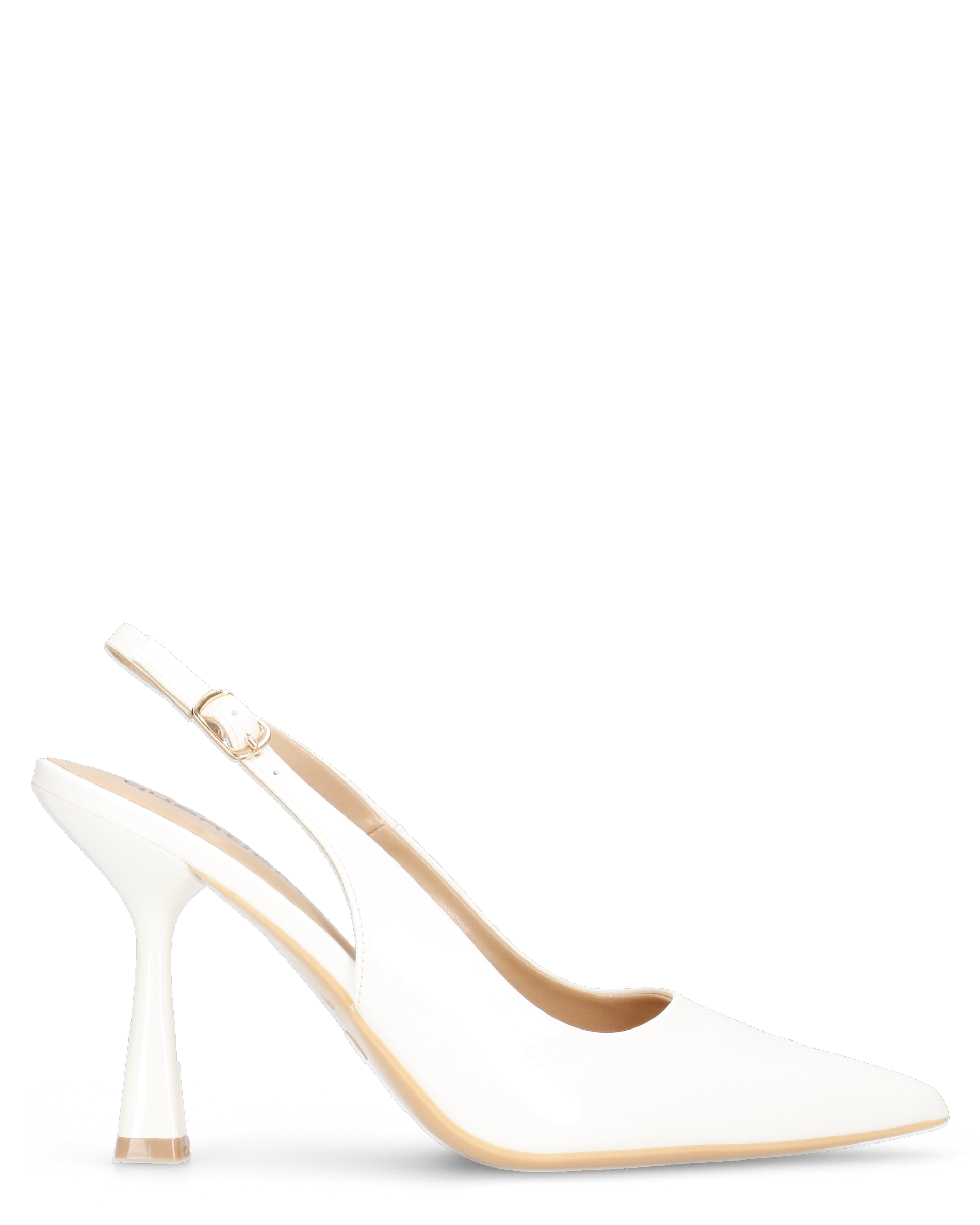 ANETTE - décolleté in glassy bianco con cinturino regolabile