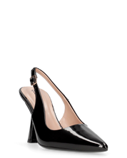 ANETTE - décolleté in glassy nero con cinturino regolabile