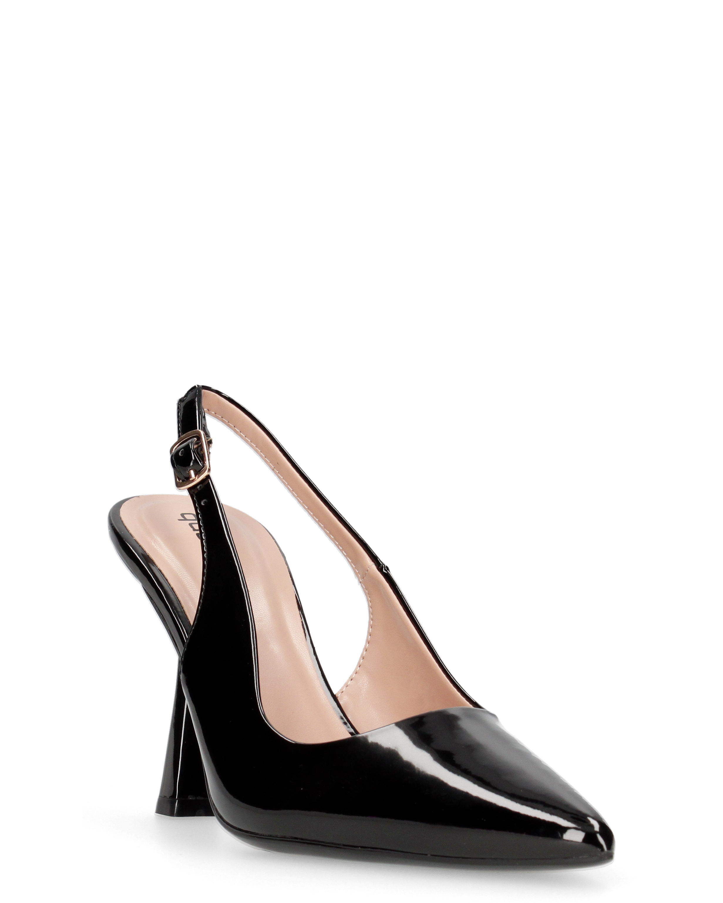 ANETTE - décolleté in glassy nero con cinturino regolabile