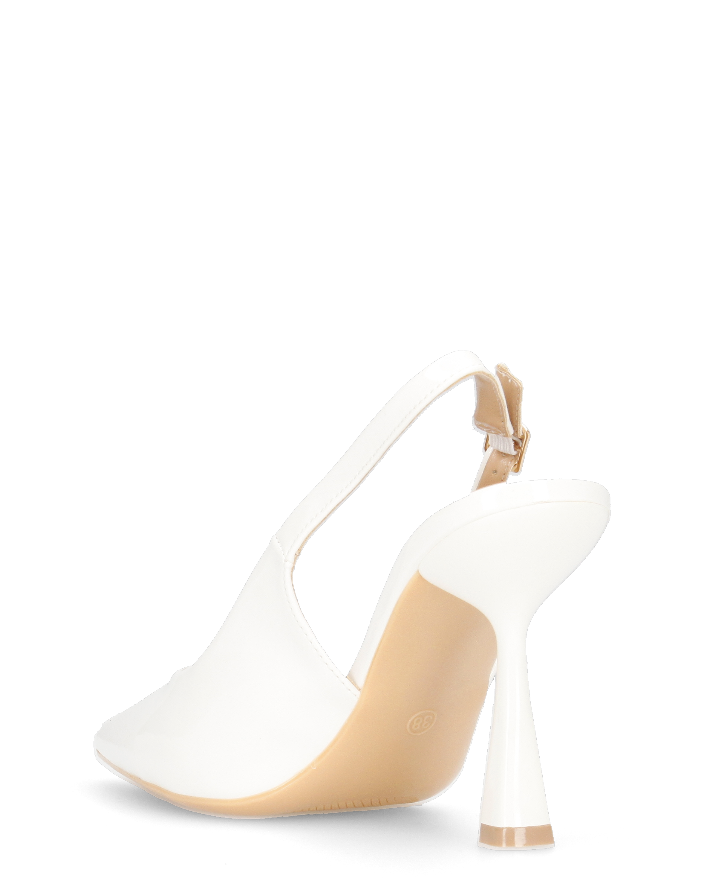 ANETTE - décolleté in glassy bianco con cinturino regolabile