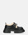 ASHLEY - scarpe basse mocassini platform nere con inserto in pelliccia