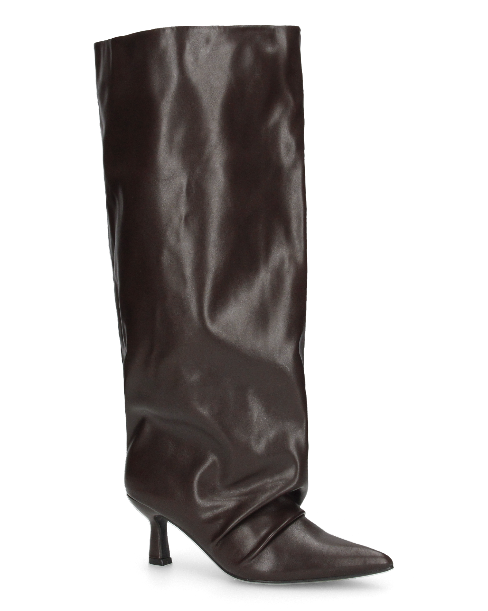 AXEL - stivale alto marrone con gambale ampio e effetto arricciato sulla punta