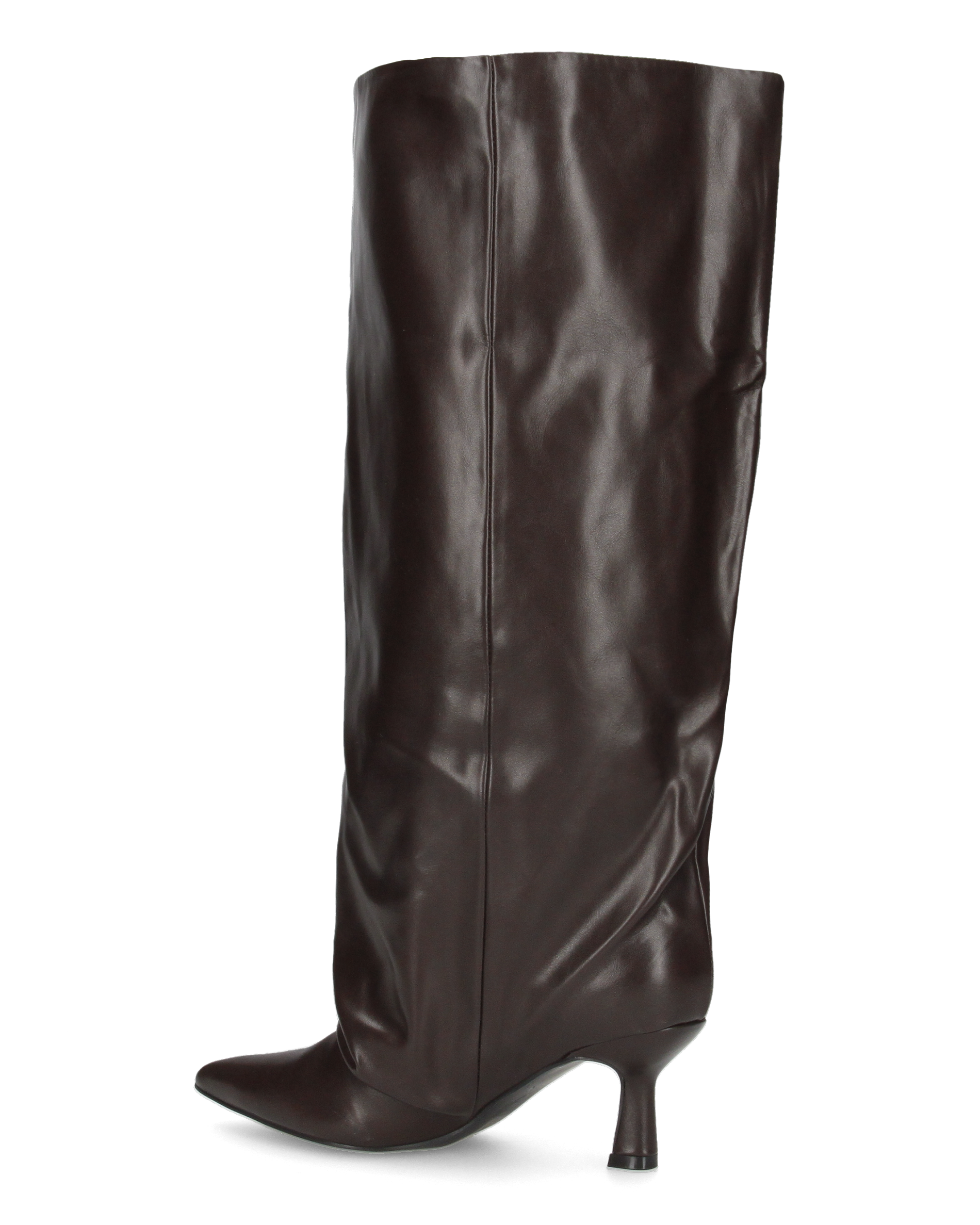 AXEL - stivale alto marrone con gambale ampio e effetto arricciato sulla punta