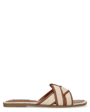 BELLA - ciabattine in ecopelle liscia con fasce in tessuto beige