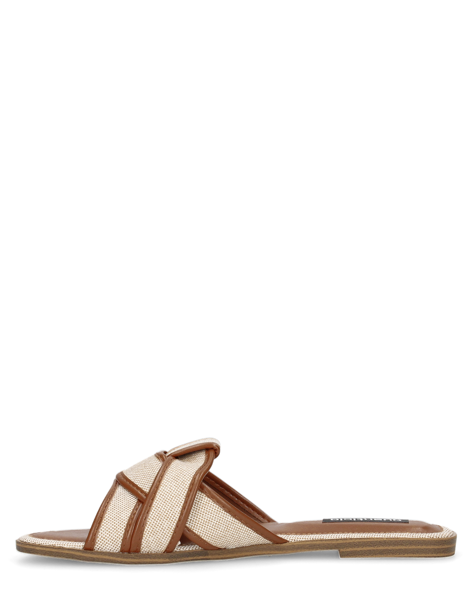 BELLA - ciabattine in ecopelle liscia con fasce in tessuto beige