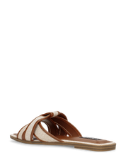BELLA - ciabattine in ecopelle liscia con fasce in tessuto beige