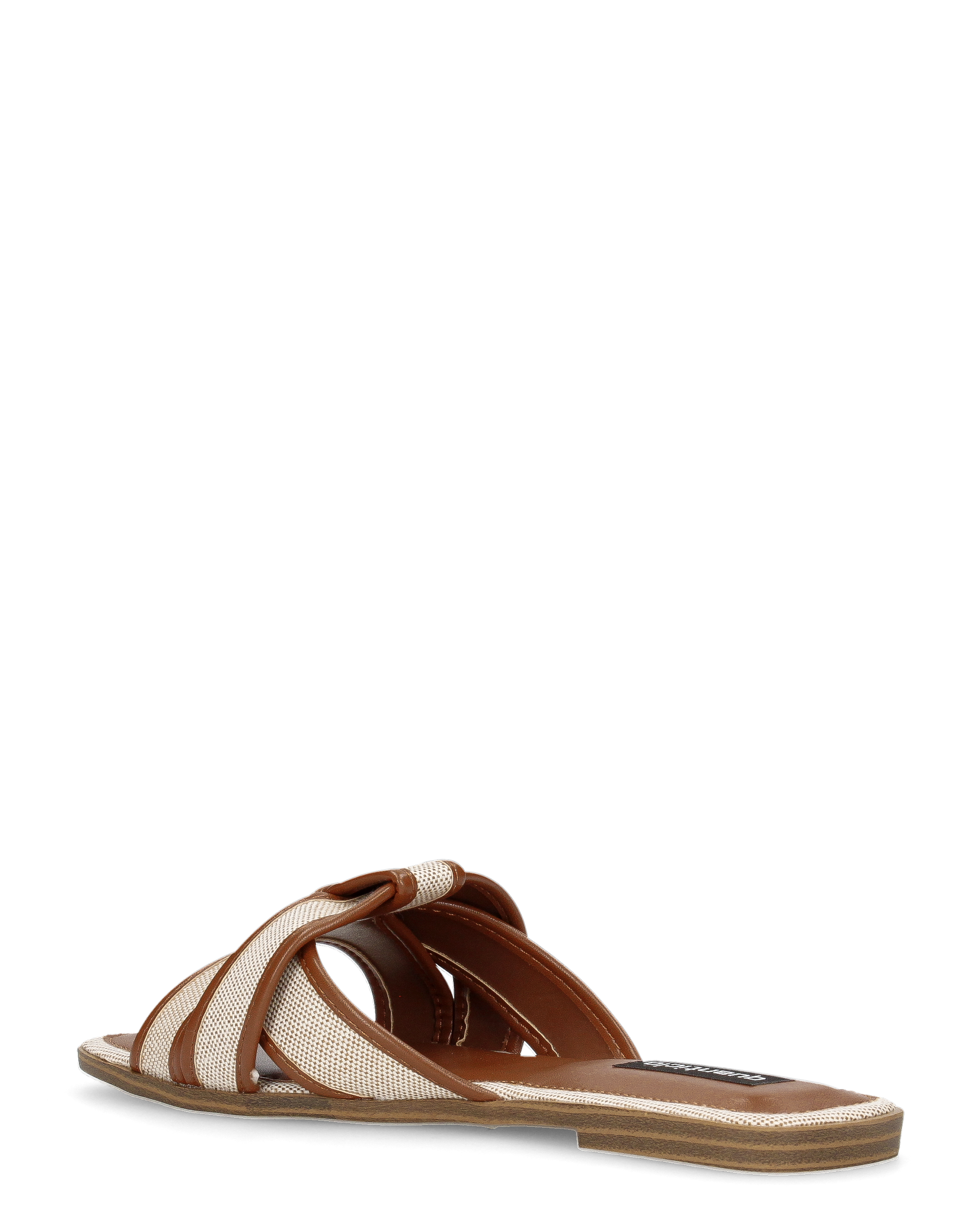 BELLA - ciabattine in ecopelle liscia con fasce in tessuto beige