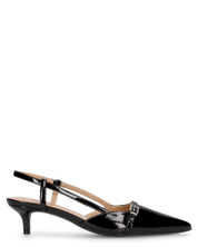 BERIT - sandali décolleté con tacco basso in nero lucido