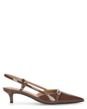 BERIT - sandali décolleté con tacco basso in marrone lucido