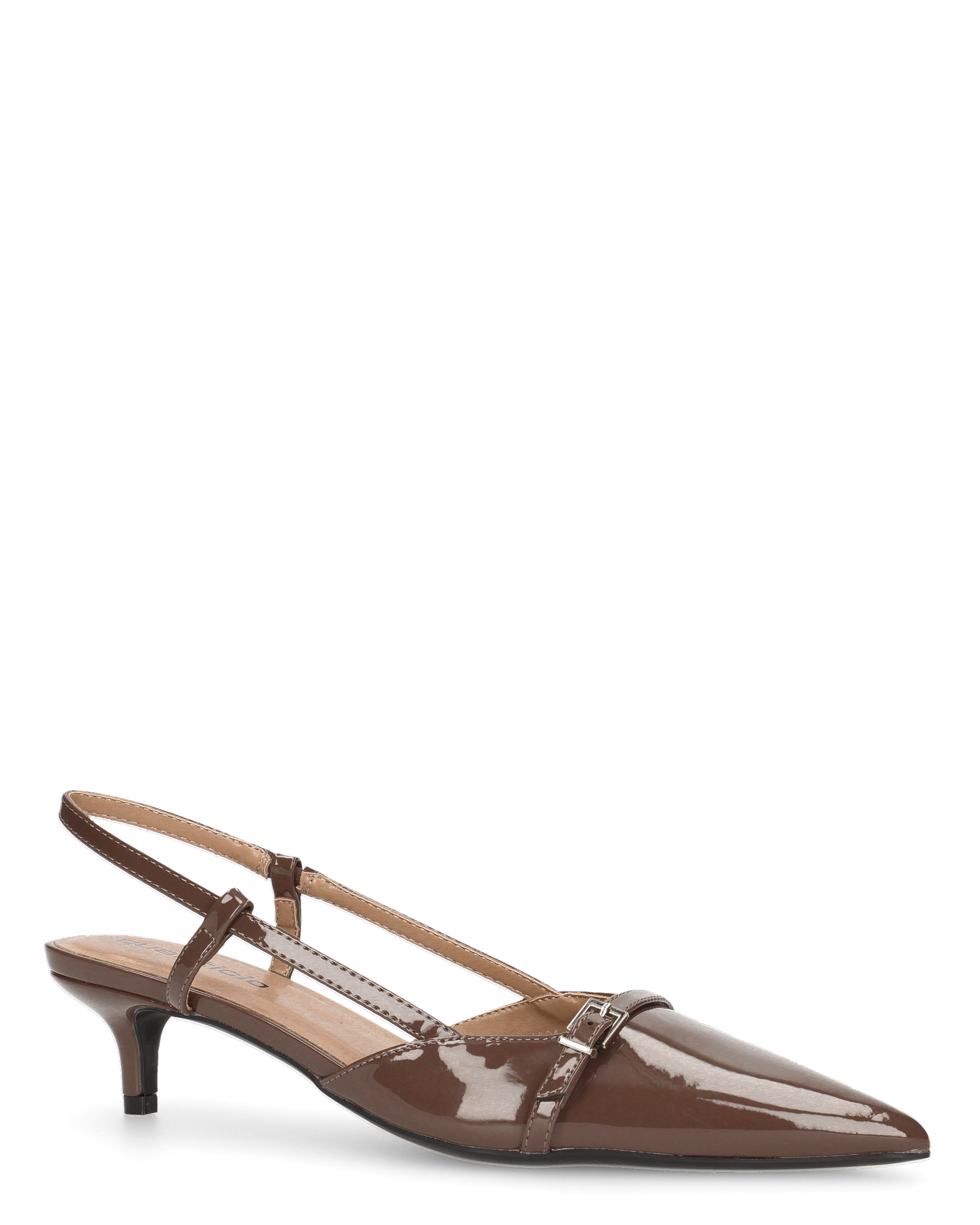 BERIT - sandali décolleté con tacco basso in marrone lucido