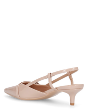 BERIT - sandali décolleté con tacco basso in beige lucido