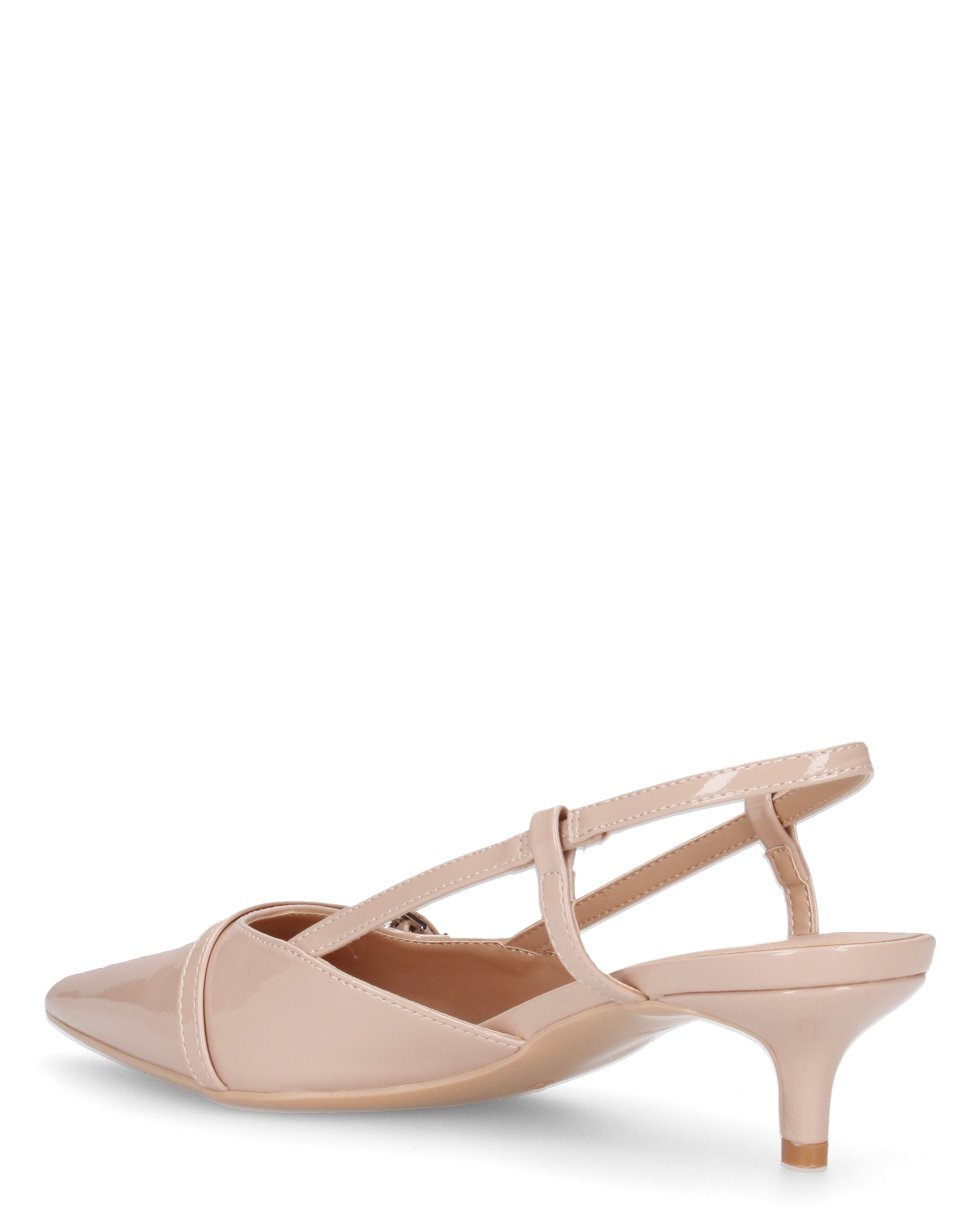 BERIT - sandali décolleté con tacco basso in beige lucido