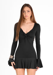 BELLE - vestito mini con scollo a v a maniche lunghe