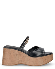 NAILA - sandali platform neri con suola effetto sughero e cinturino regolabile