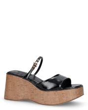 NAILA - sandali platform neri con suola effetto sughero e cinturino regolabile