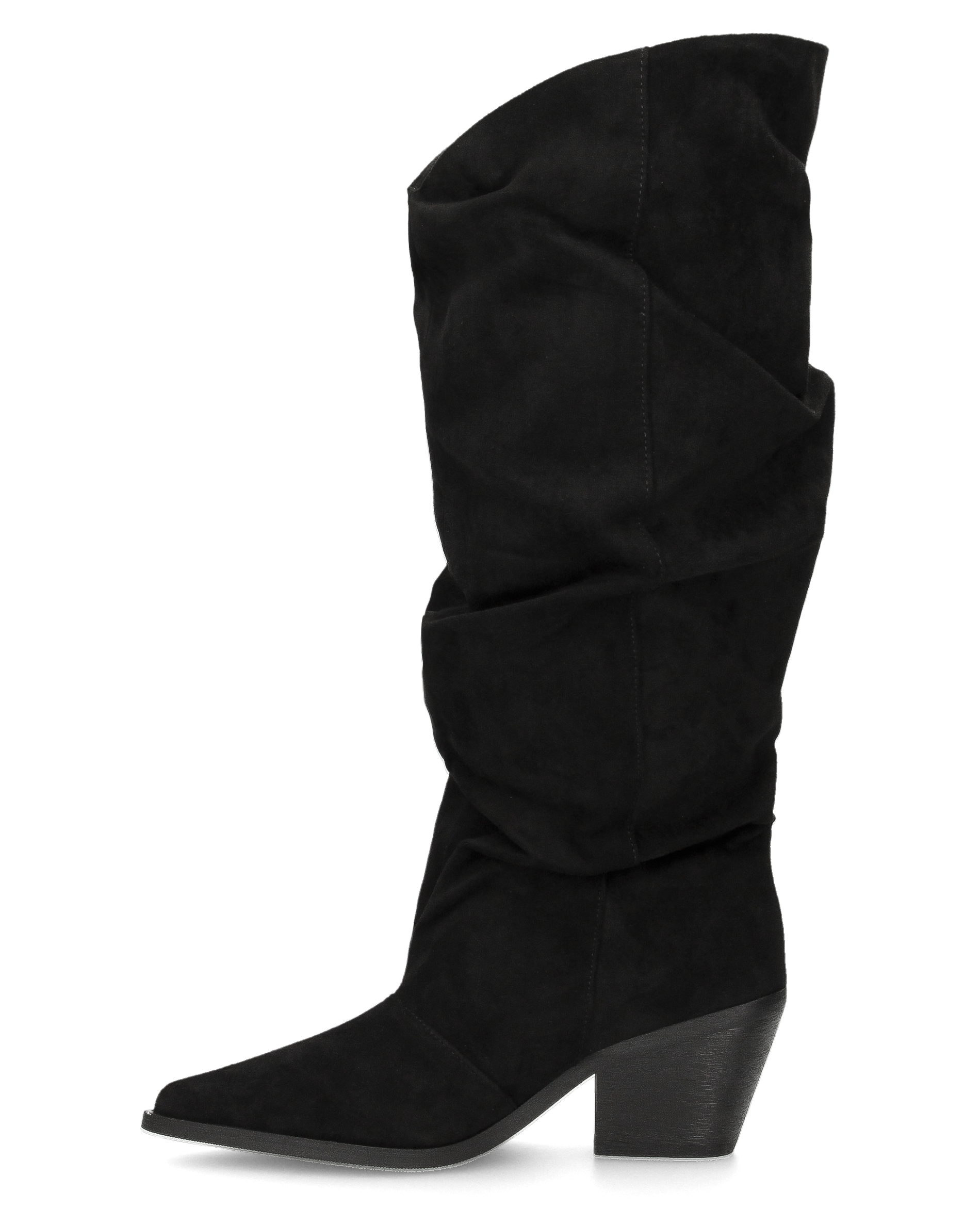 BONITA - stivali alti arricciati slouchy in ecocamoscio nero con tacco texano