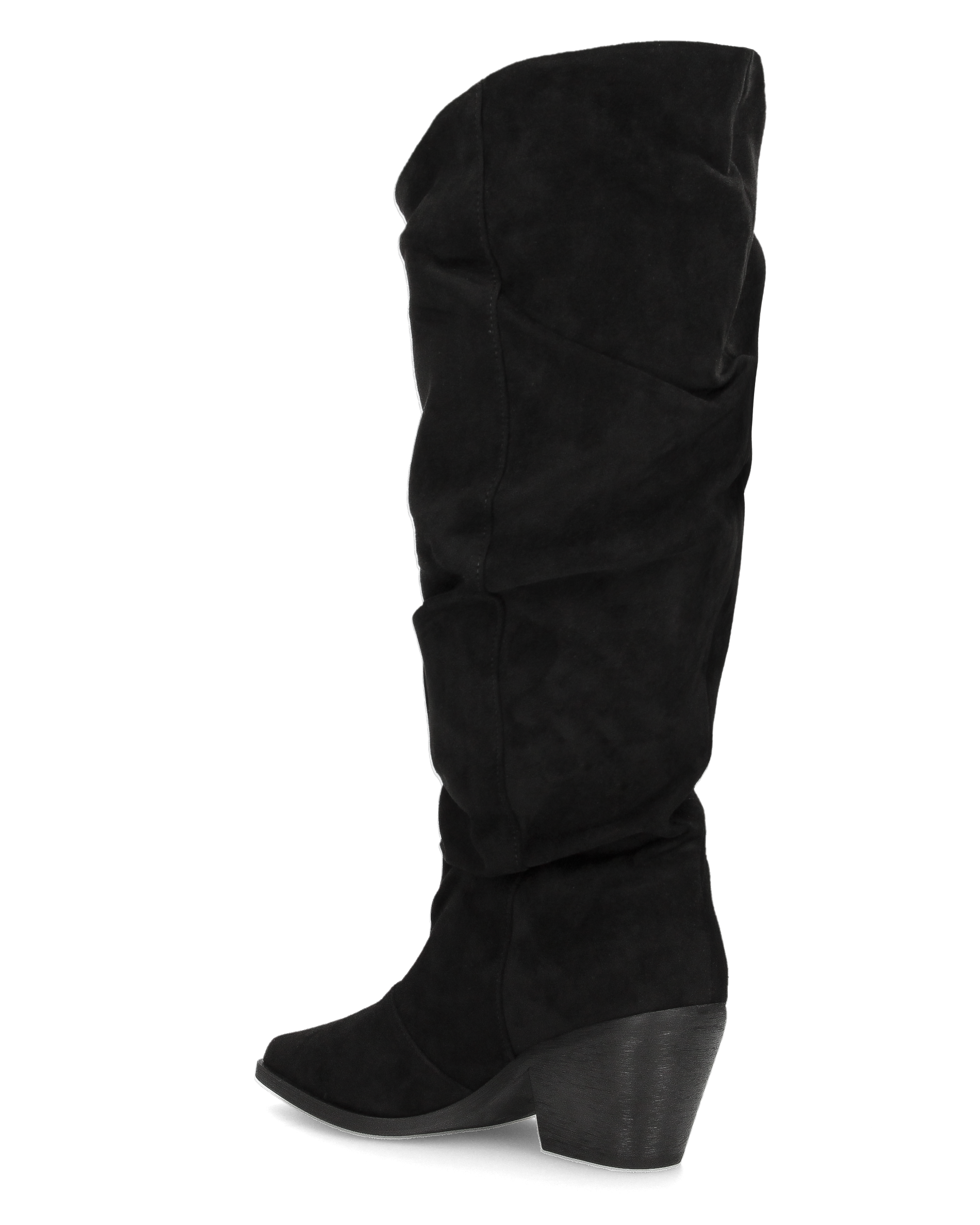BONITA - stivali alti arricciati slouchy in ecocamoscio nero con tacco texano