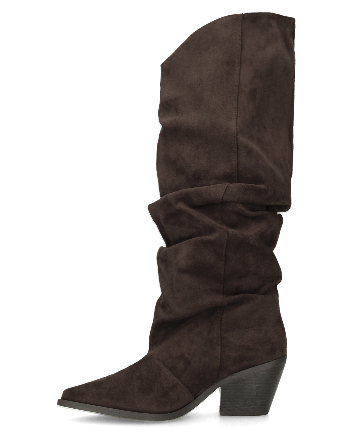 BONITA - stivali alti arricciati slouchy in ecocamoscio marrone con tacco texano