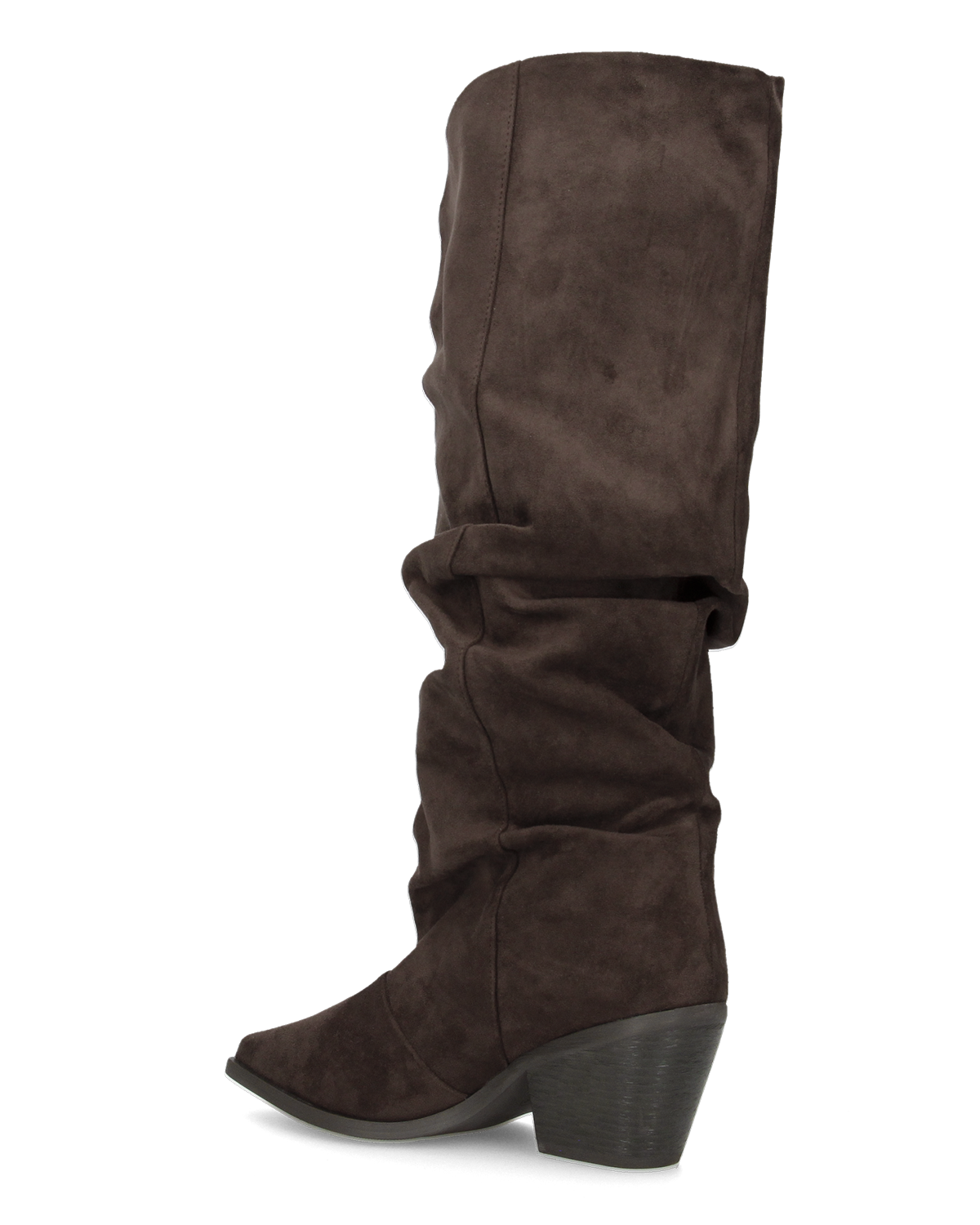 BONITA - stivali alti arricciati slouchy in ecocamoscio marrone con tacco texano