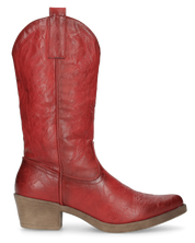 BONNIE - stivaletti camperos in rosso lucido con ricami decorativi