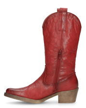 BONNIE - stivaletti camperos in rosso lucido con ricami decorativi