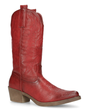 BONNIE - stivaletti camperos in rosso lucido con ricami decorativi