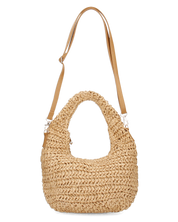 CARTER - borsa hobo beige in paglia intrecciata con tracolla rimovibile