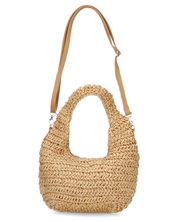 CARTER - borsa hobo beige in paglia intrecciata con tracolla rimovibile