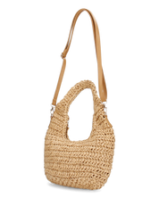CARTER - borsa hobo beige in paglia intrecciata con tracolla rimovibile