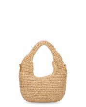 CARTER - borsa hobo beige in paglia intrecciata con tracolla rimovibile